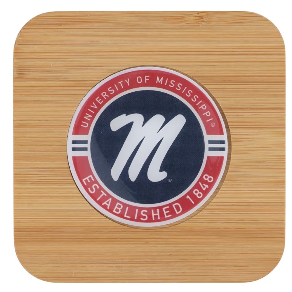 University of Mississippi Wooden Inlay Coaster Set